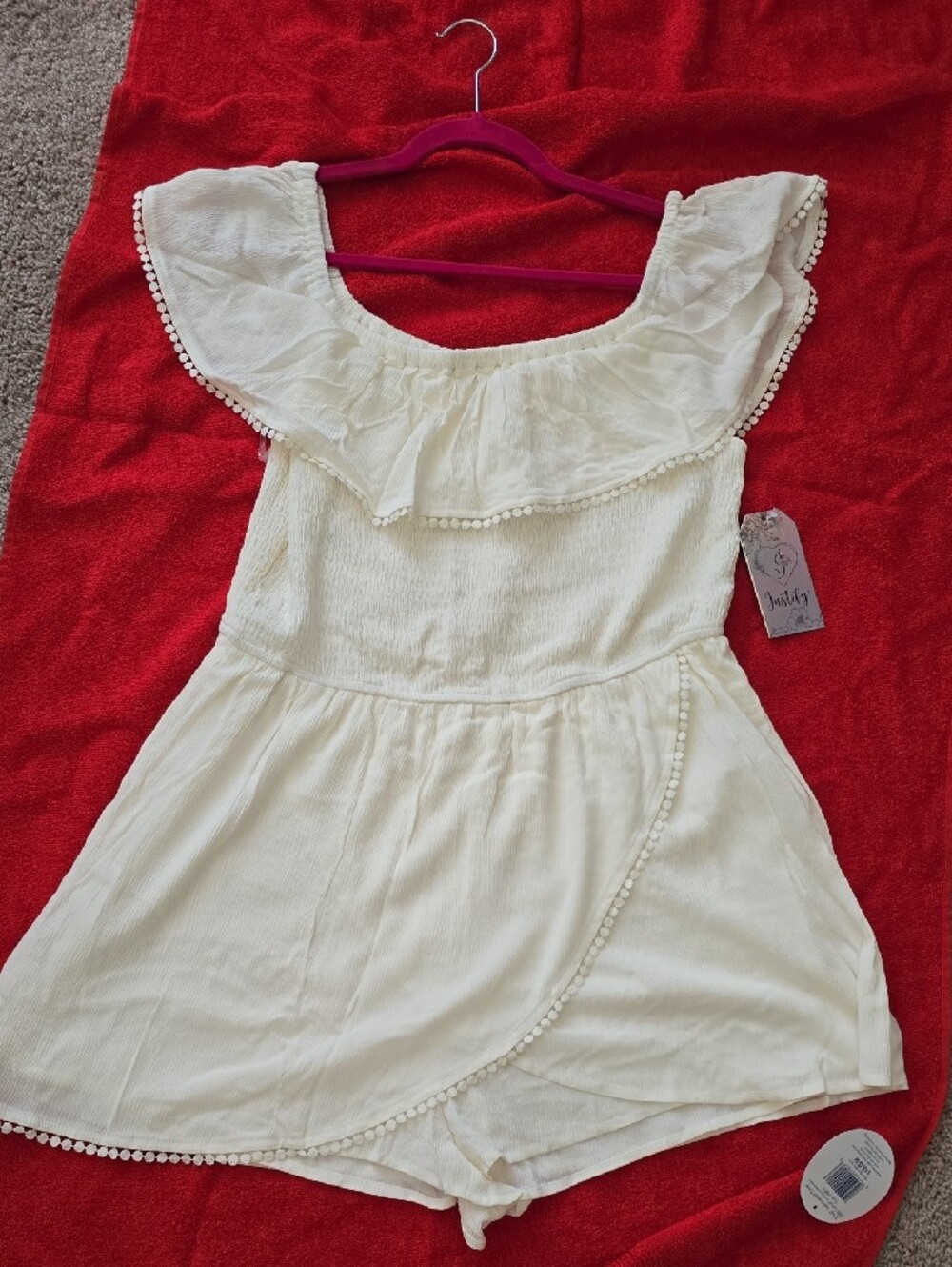 Justify Cream Off-White Ruffle Romper - Picture 3 of 11